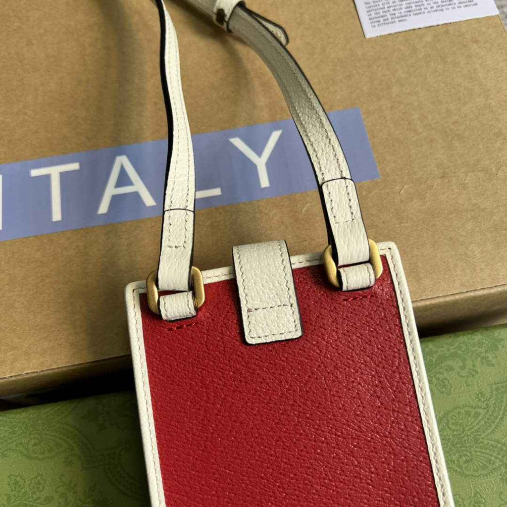 adidas x Gucci phone case 702203 Red and off-white leather