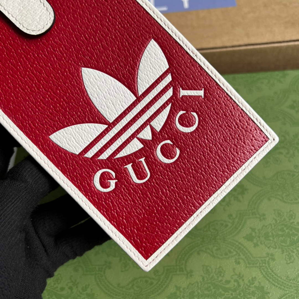 adidas x Gucci phone case 702203 Red and off-white leather
