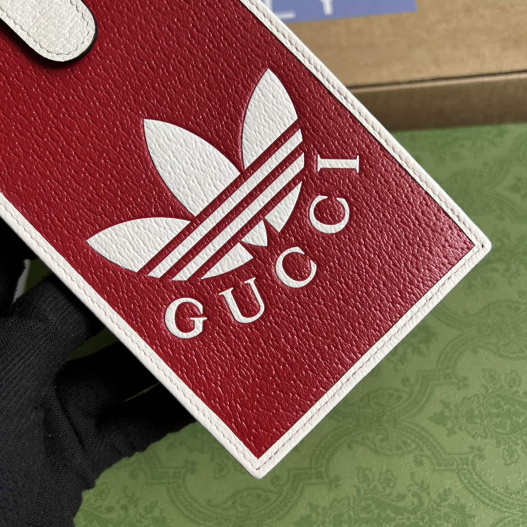 adidas x Gucci phone case 702203 Red and off-white leather