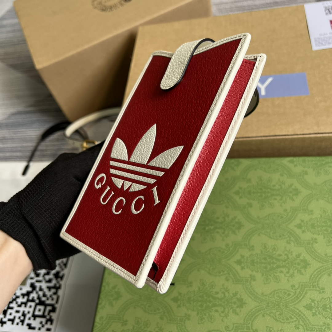 adidas x Gucci phone case 702203 Red and off-white leather