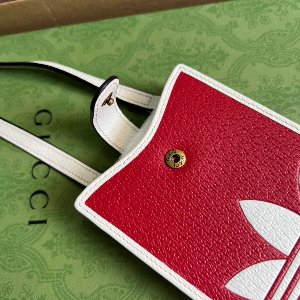 adidas x Gucci phone case 702203 Red and off-white leather