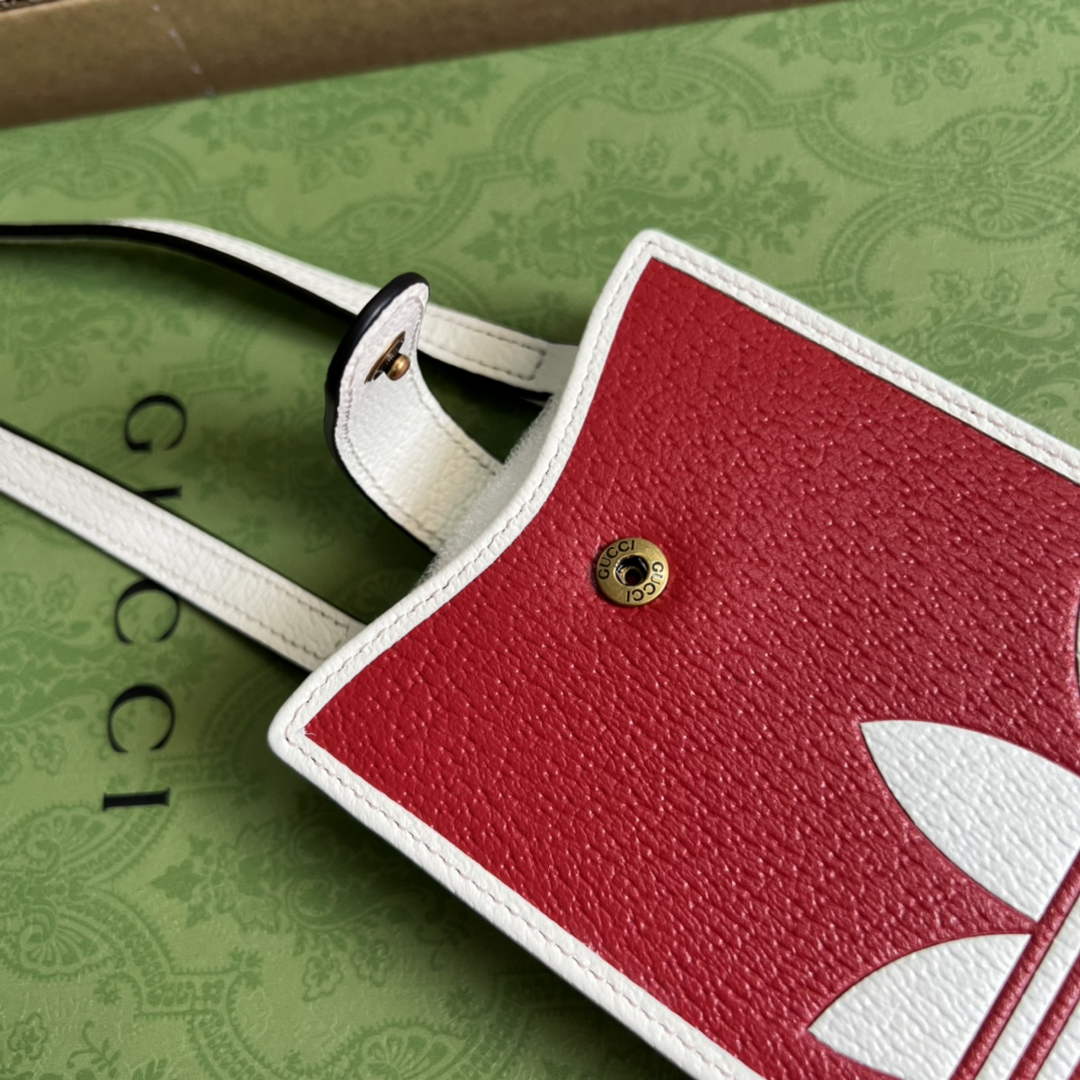 adidas x Gucci phone case 702203 Red and off-white leather