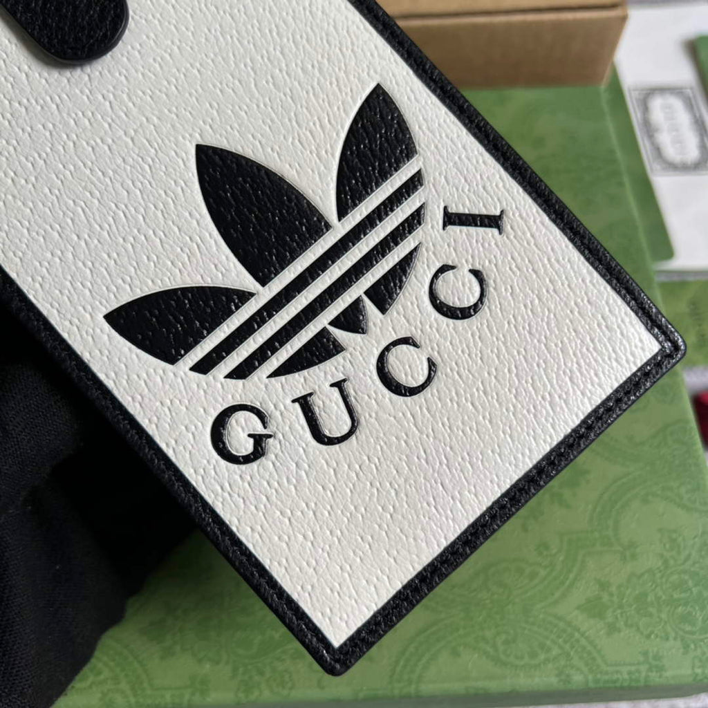 adidas x Gucci phone case 702203 Off-white and black leather