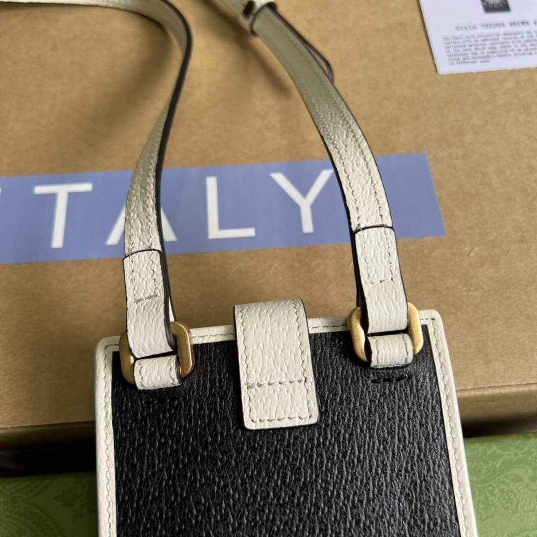 adidas x Gucci phone case 702203 Black and off-white leather