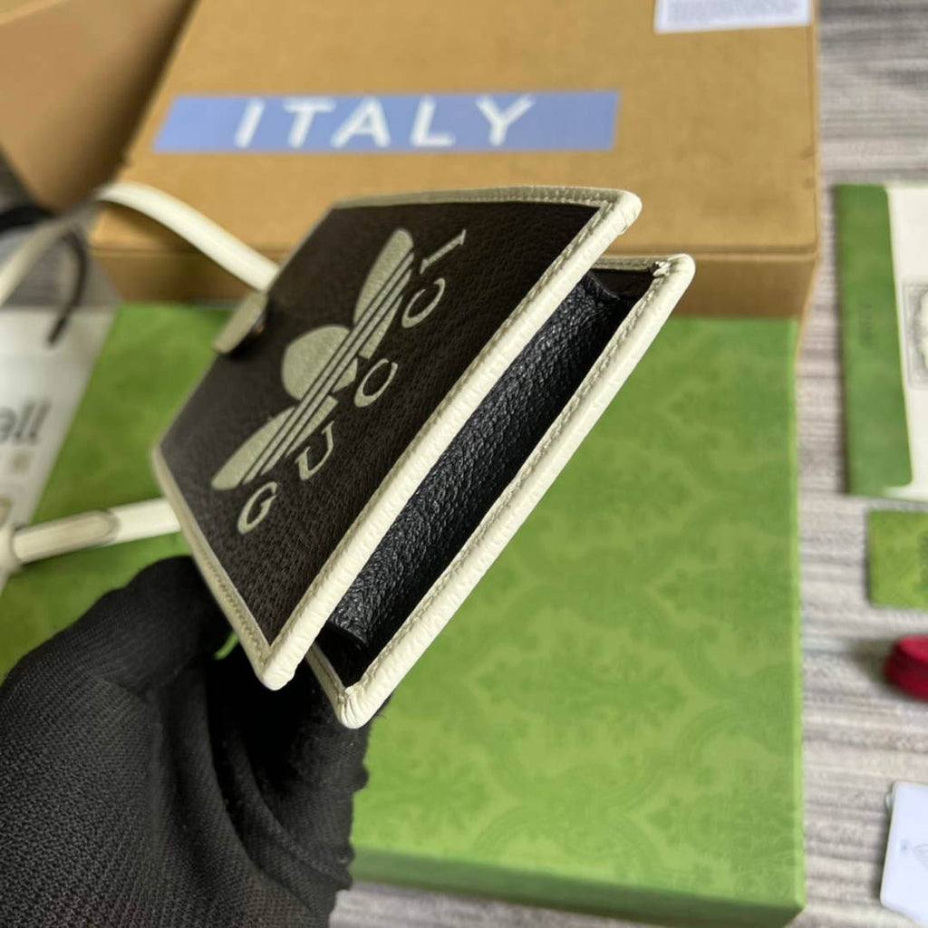 adidas x Gucci phone case 702203 Black and off-white leather