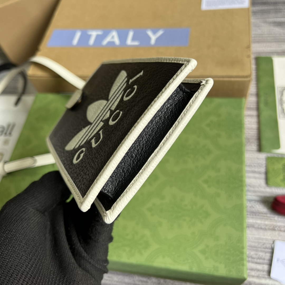 adidas x Gucci phone case 702203 Black and off-white leather