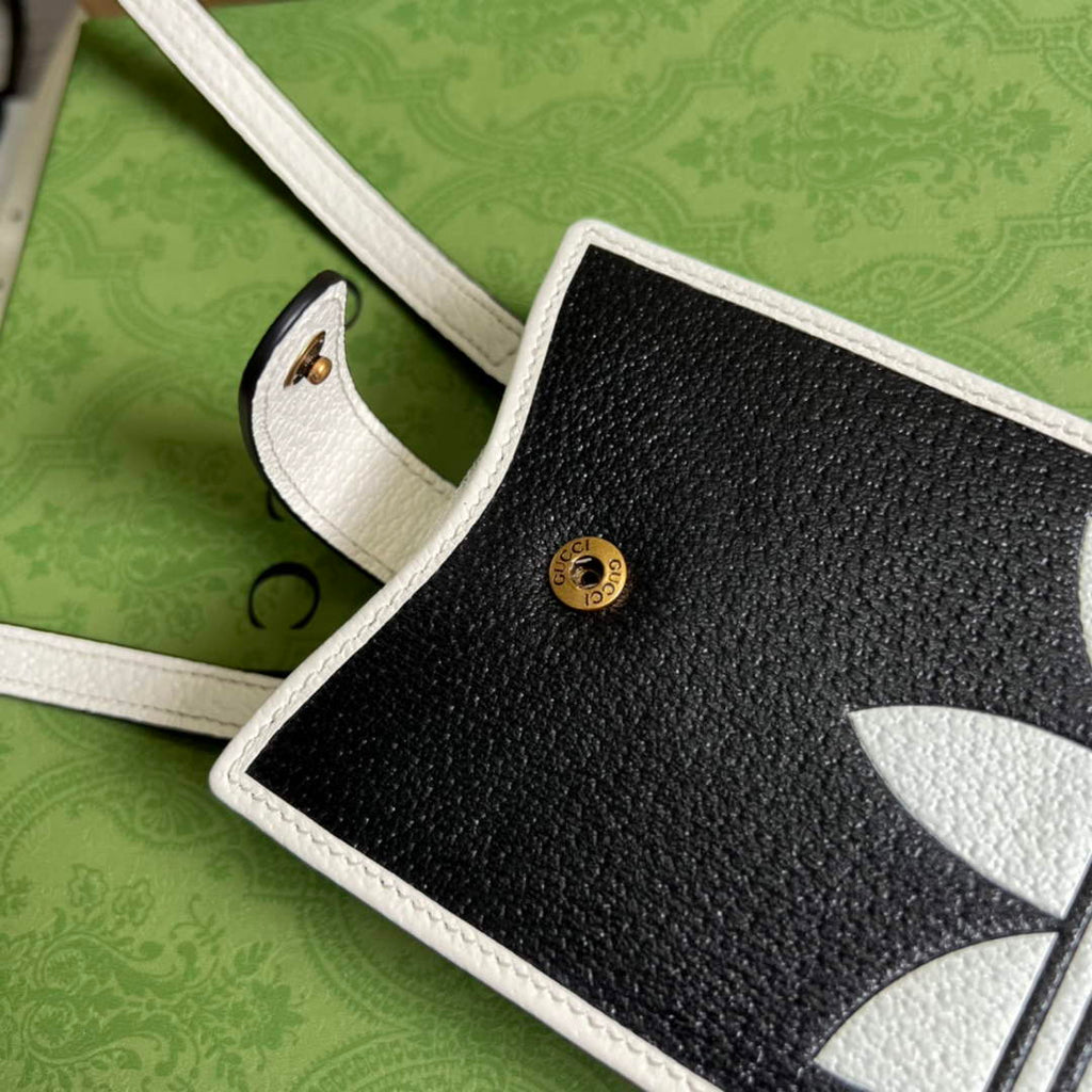 adidas x Gucci phone case 702203 Black and off-white leather