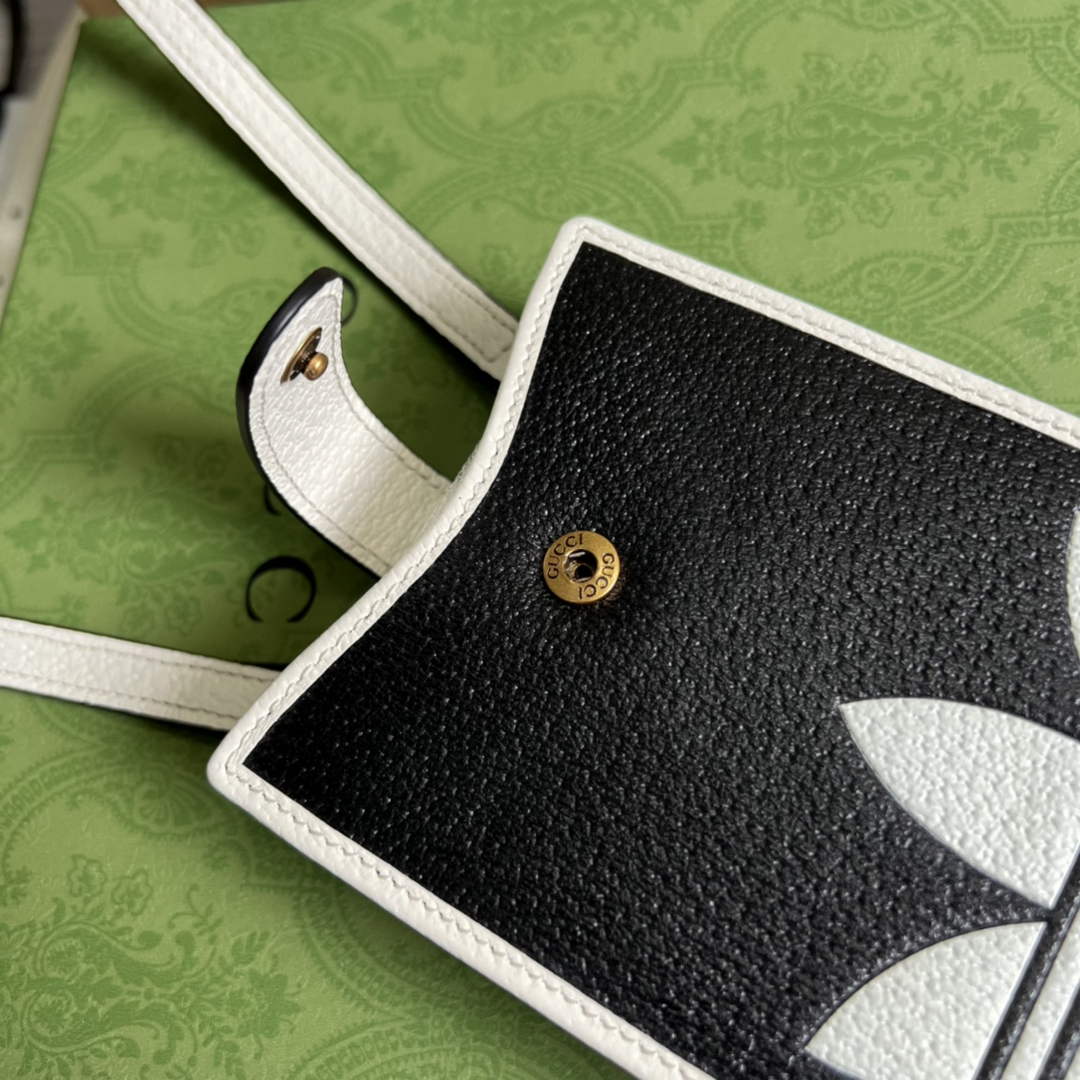 adidas x Gucci phone case 702203 Black and off-white leather