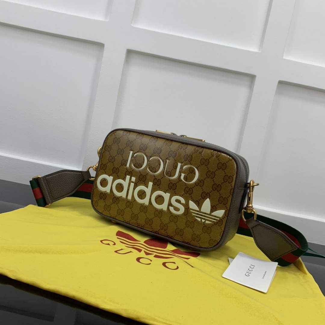adidas x Gucci small shoulder bag 702427 Beige and brown GG canvas