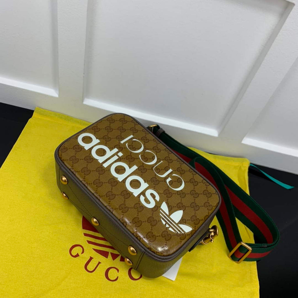 adidas x Gucci small shoulder bag 702427 Beige and brown GG canvas