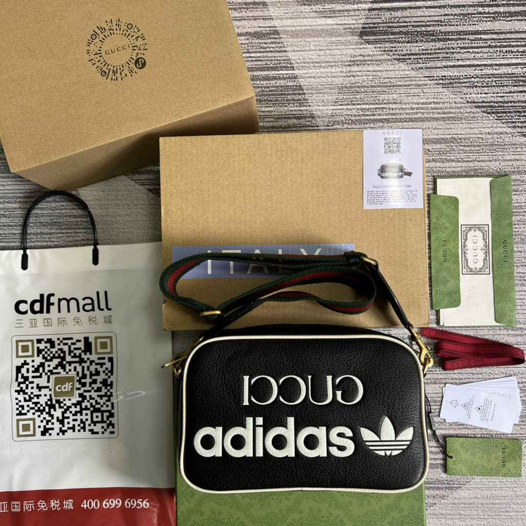 adidas x Gucci small shoulder bag 702427 Black leather