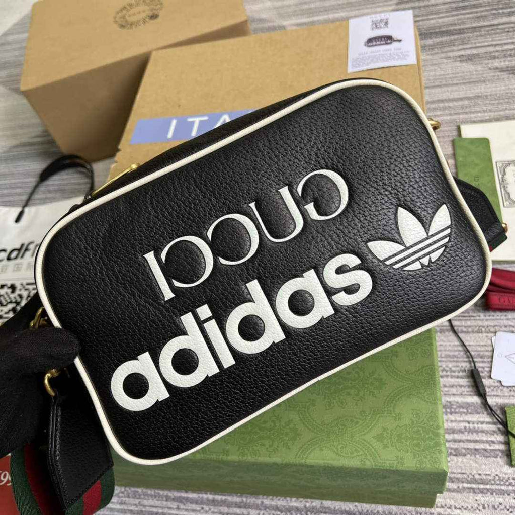 adidas x Gucci small shoulder bag 702427 Black leather