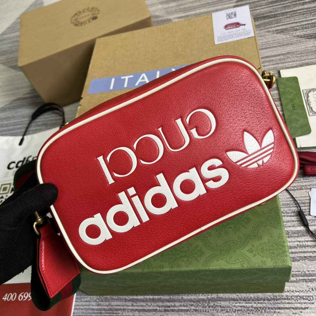 adidas x Gucci small shoulder bag 702427 Red leather