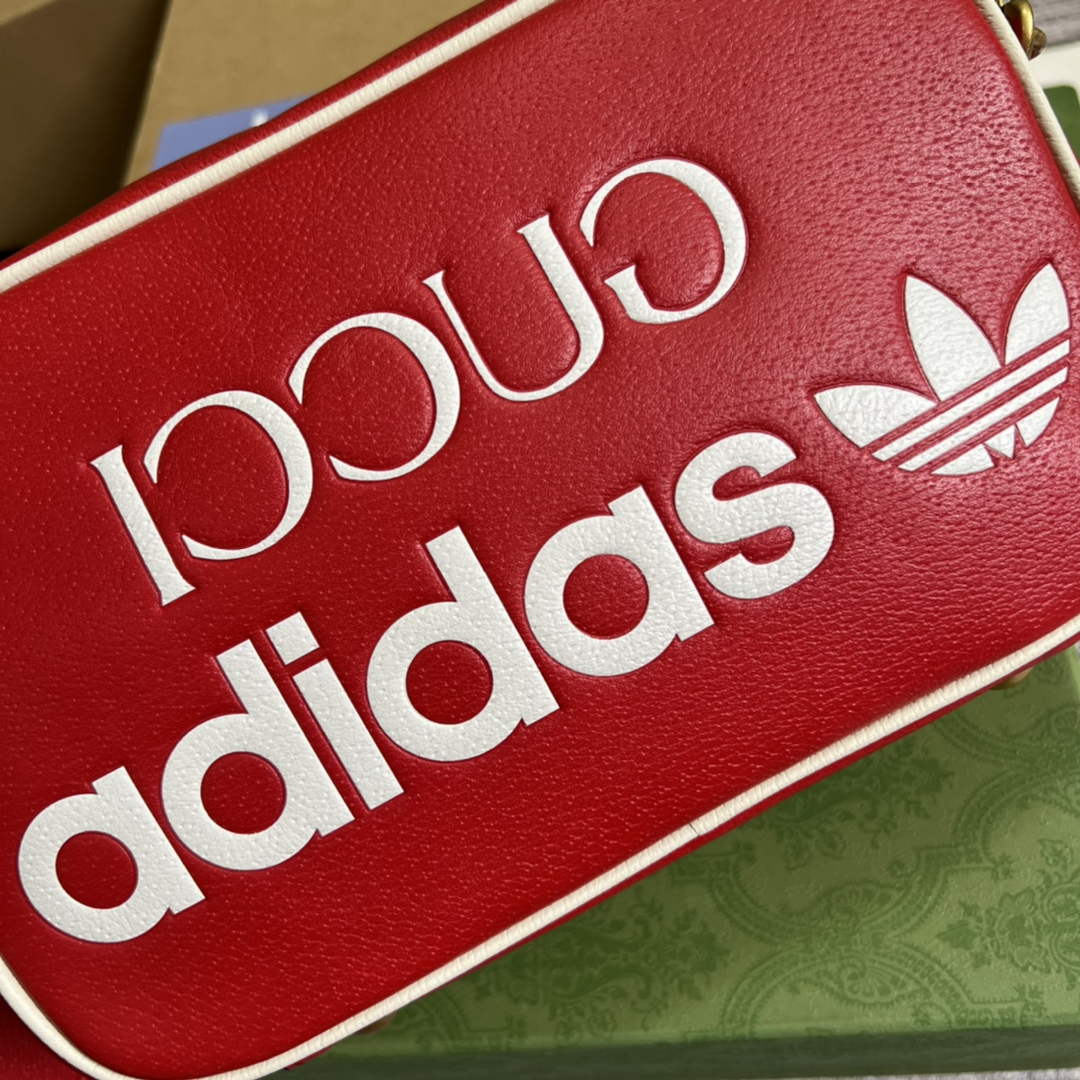 adidas x Gucci small shoulder bag 702427 Red leather
