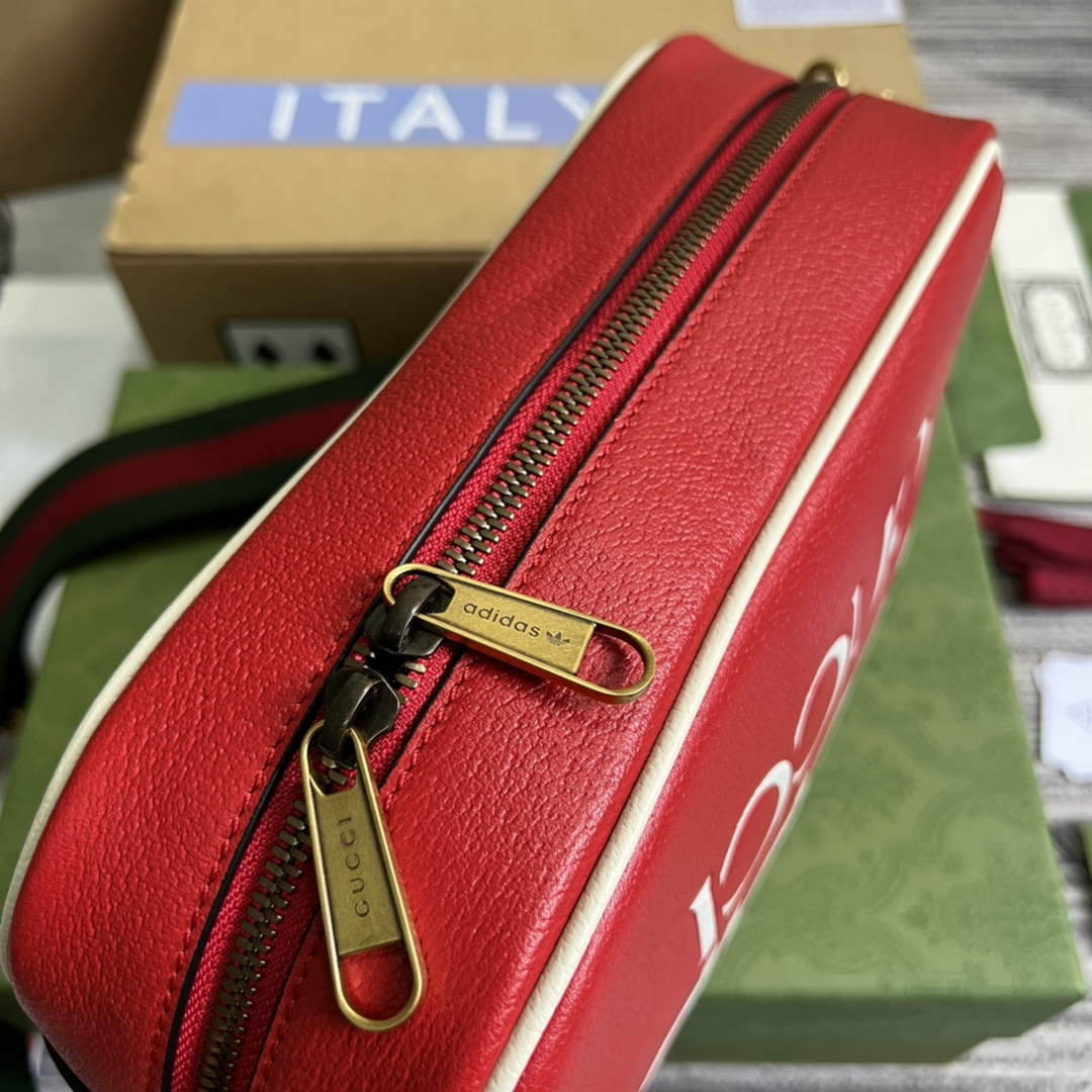 adidas x Gucci small shoulder bag 702427 Red leather