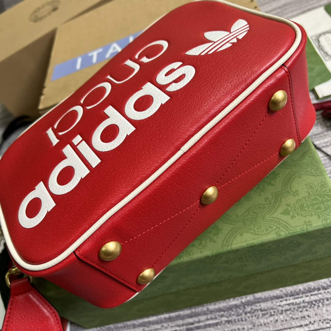 adidas x Gucci small shoulder bag 702427 Red leather