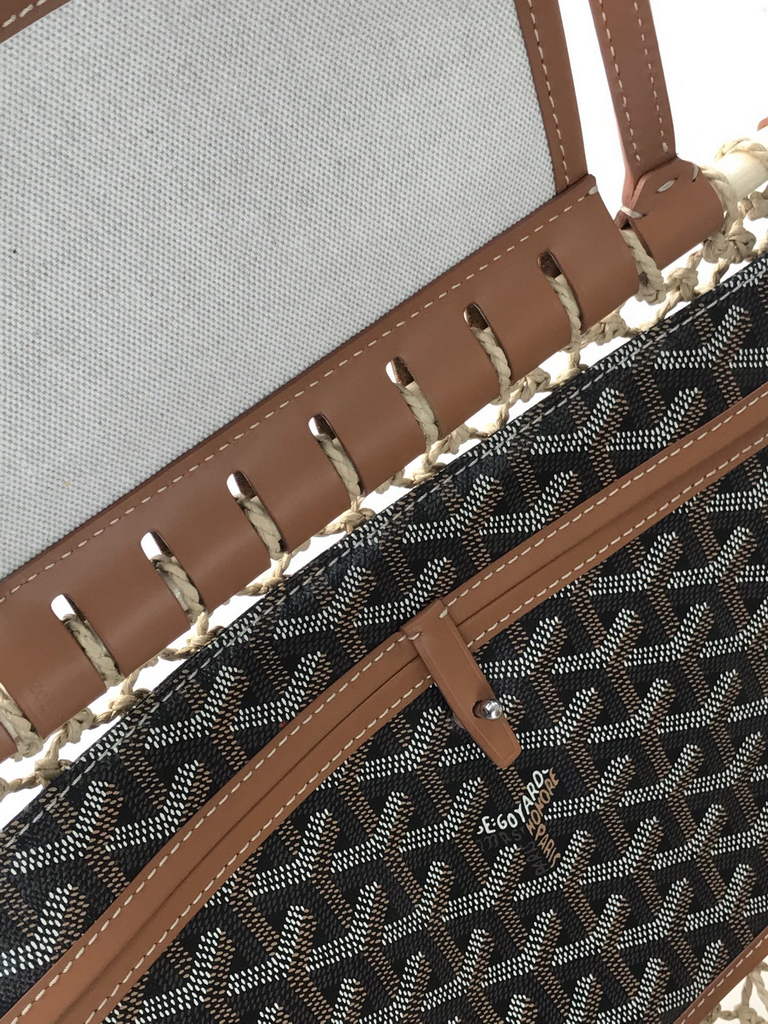 Goyard Aligre Bag, GY120182 Raffia Brown Leather