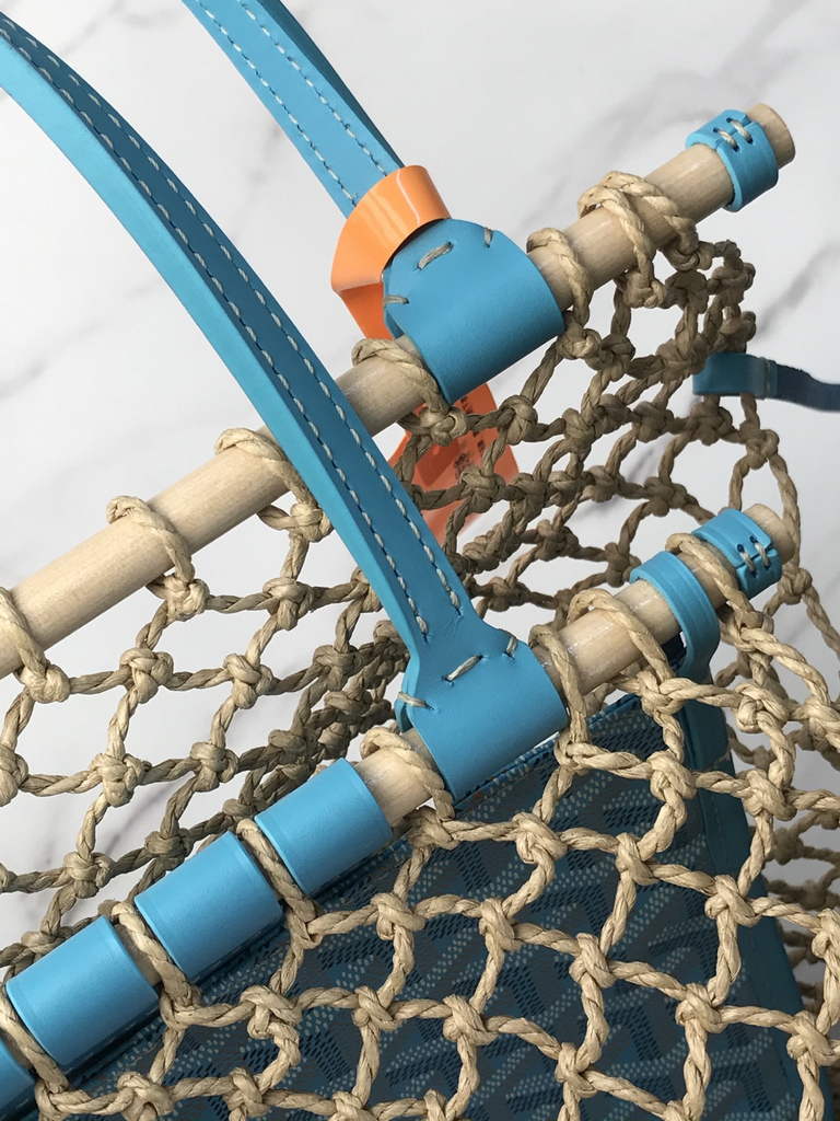 Goyard Aligre Bag, GY120182 Raffia Light Blue Leather