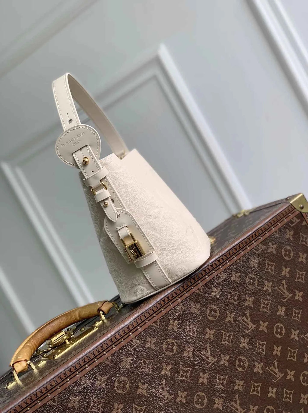 Louis Vuitton All In BB, M2A356 Creme grained cowhide leather