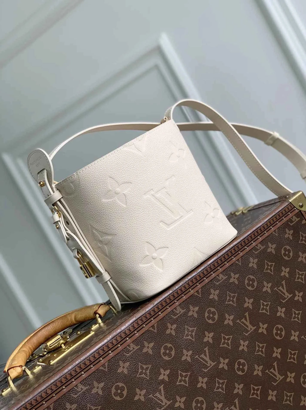 Louis Vuitton All In BB, M2A356 Creme grained cowhide leather