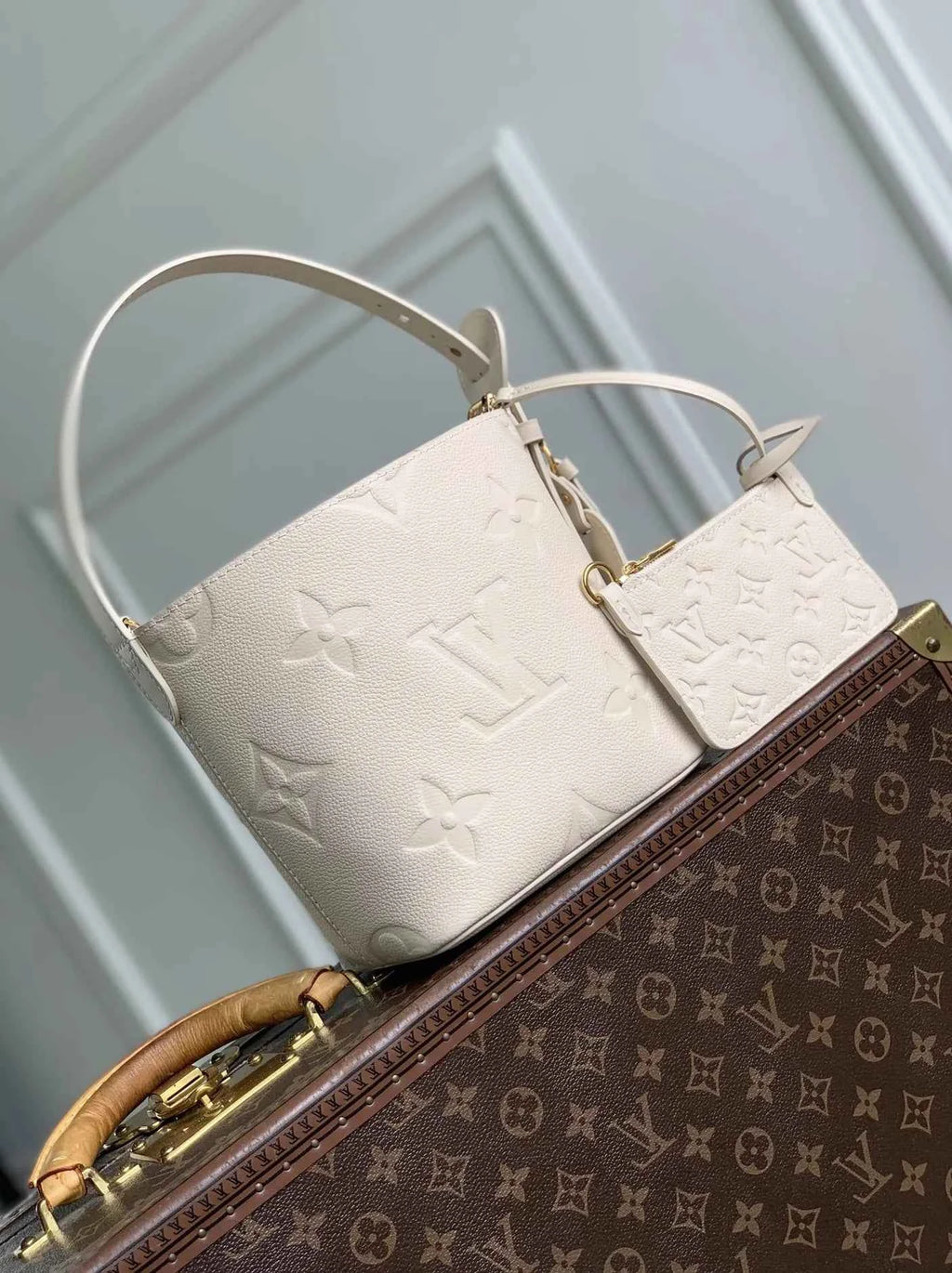 Louis Vuitton All In BB, M2A356 Creme grained cowhide leather