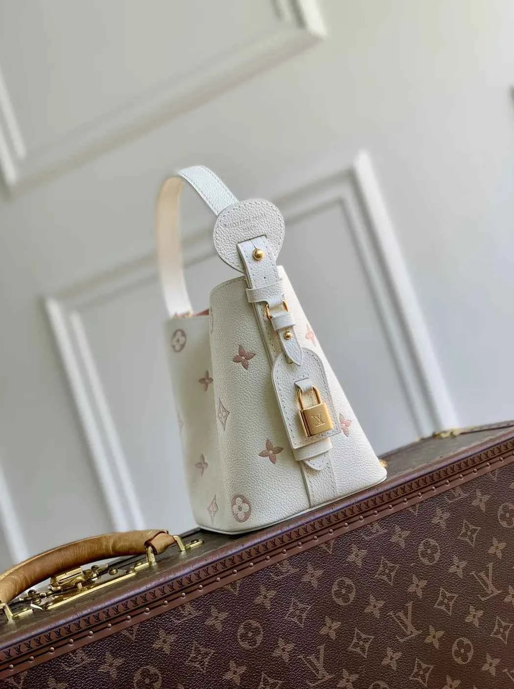Louis Vuitton All In BB, M28315 Milky White Peach Cowhide leather
