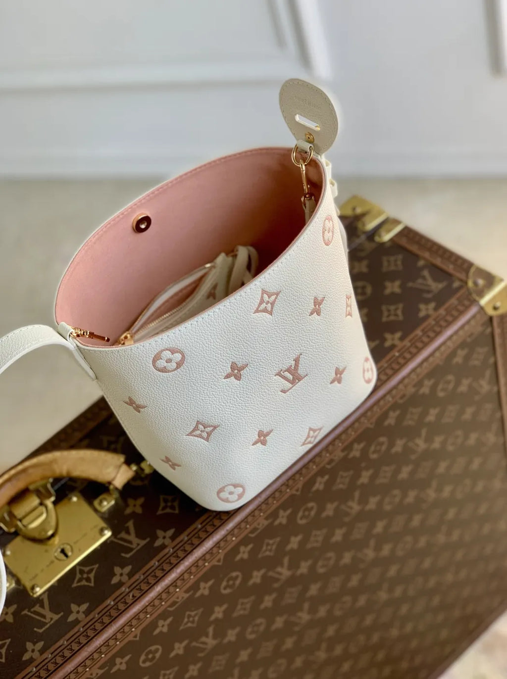 Louis Vuitton All In BB, M28315 Milky White Peach Cowhide leather