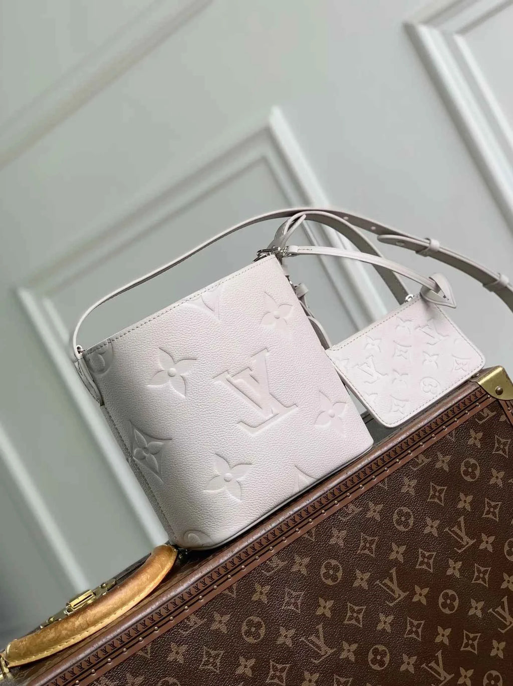 Louis Vuitton All In BB, M28342 Brume Gray Cowhide leather