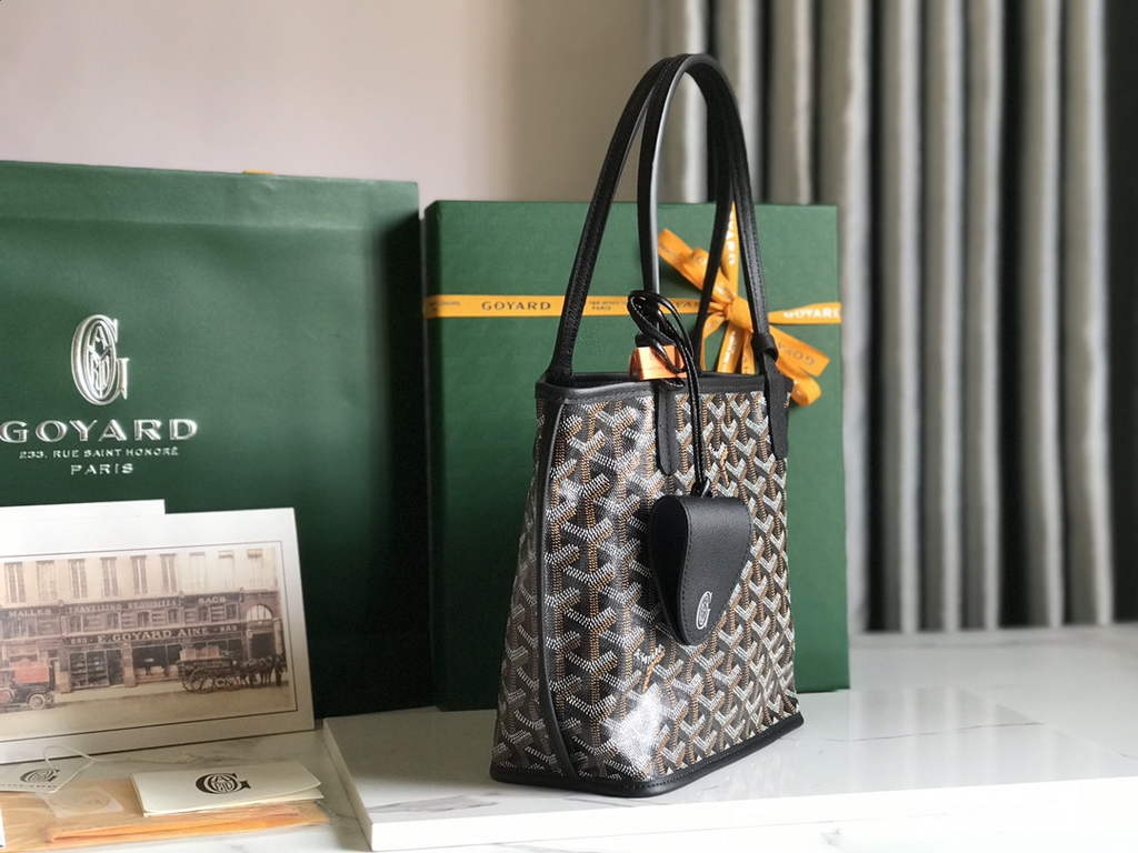 Goyard Anjou Mini Tote Bag, GY020660 Leather Black