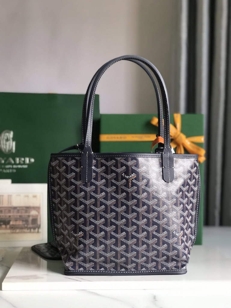 Goyard Anjou Mini Tote Bag, GY020660 Navy Blue