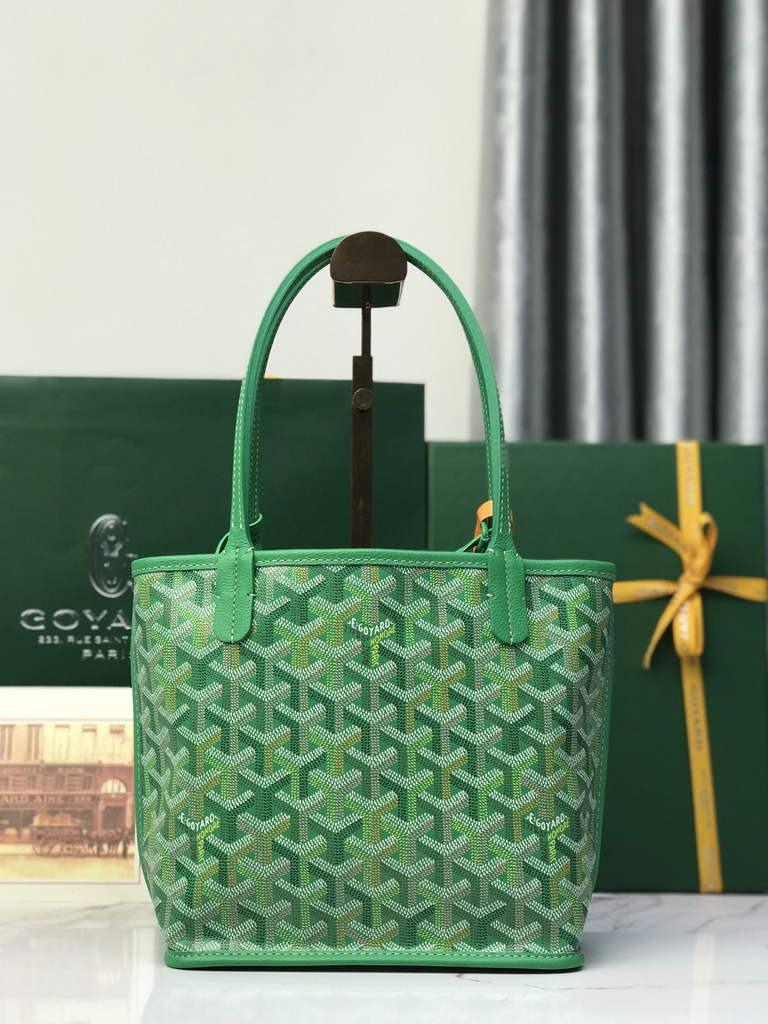 Goyard Anjou Mini Tote Bag, GY020660 Leather Green