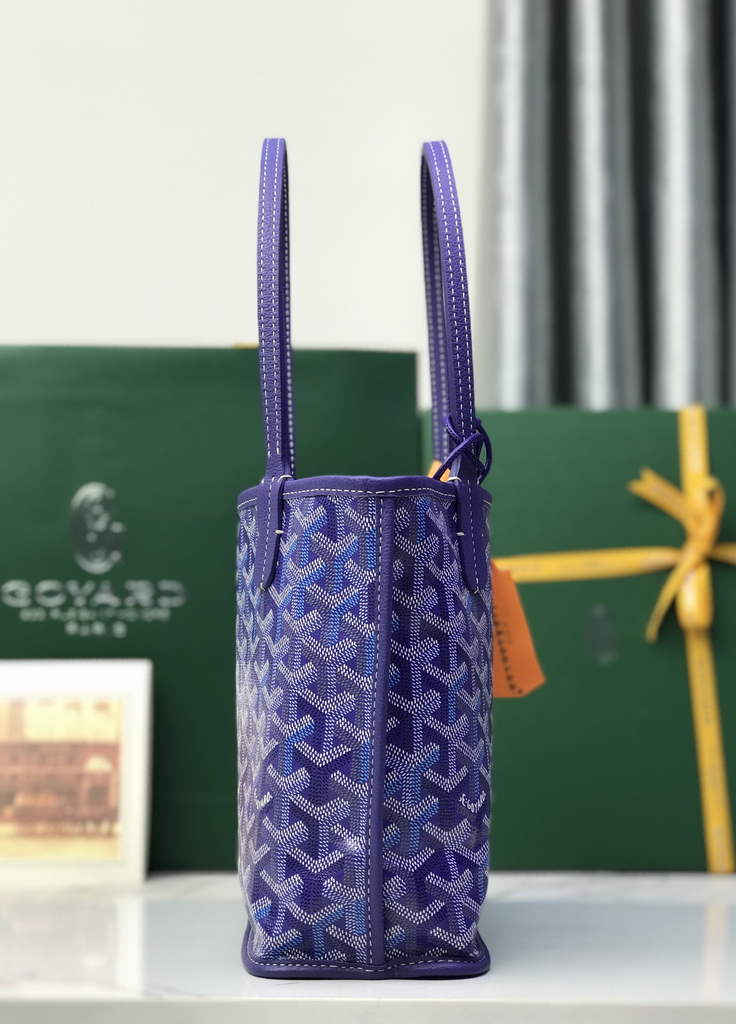 Goyard Anjou Mini Tote Bag, GY020660 Leather Dark Blue