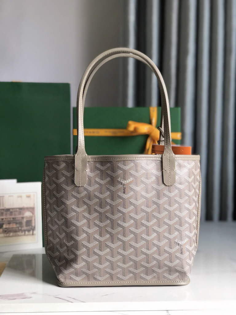Goyard Anjou Mini Tote Bag, GY020660 Leather Gray