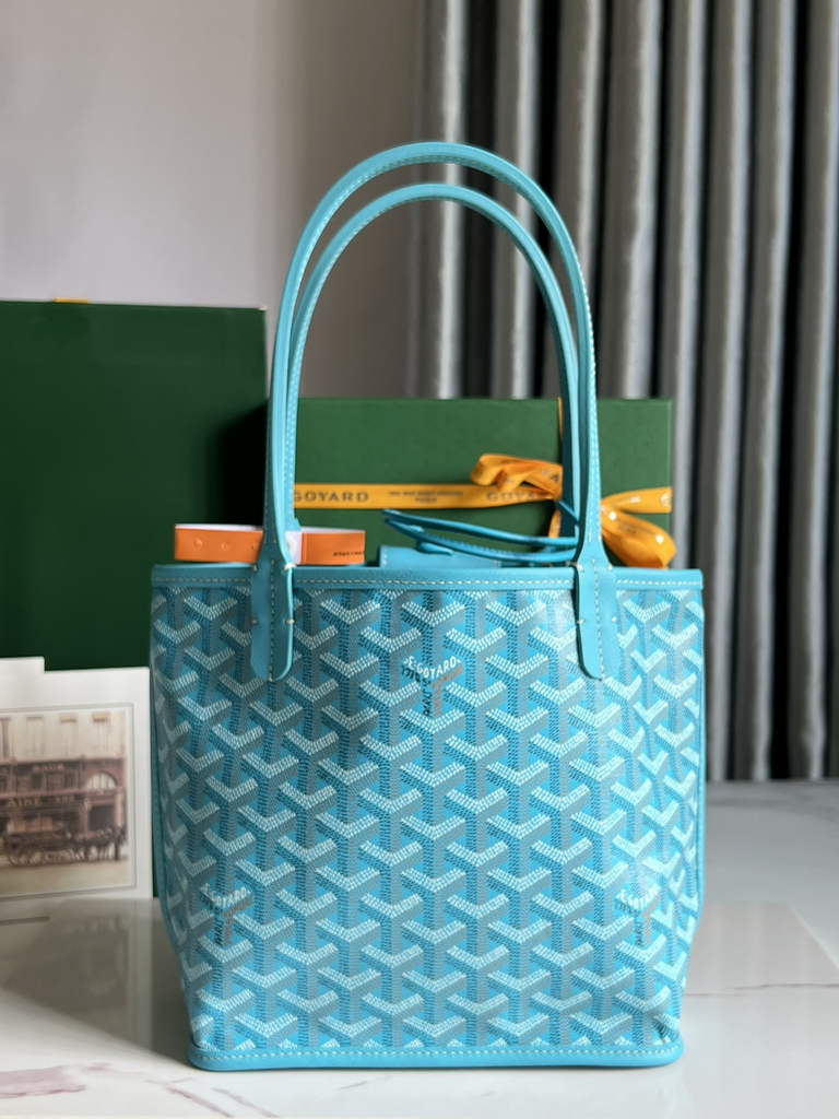Goyard Anjou Mini Tote Bag, GY020660 Leather Light Blue