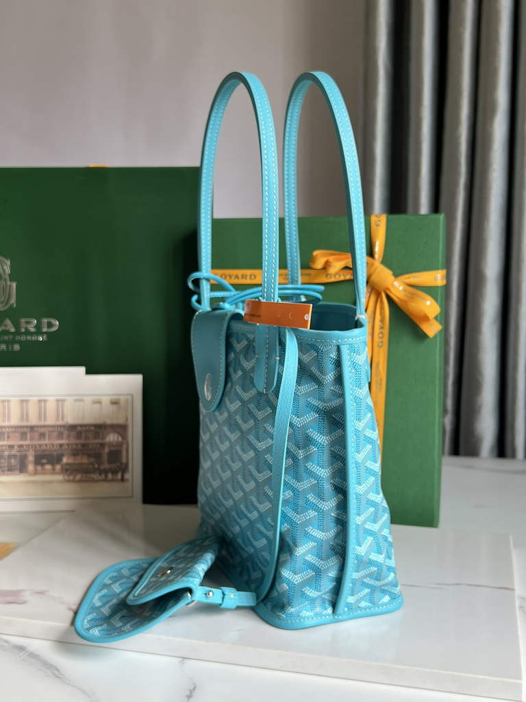 Goyard Anjou Mini Tote Bag, GY020660 Leather Light Blue