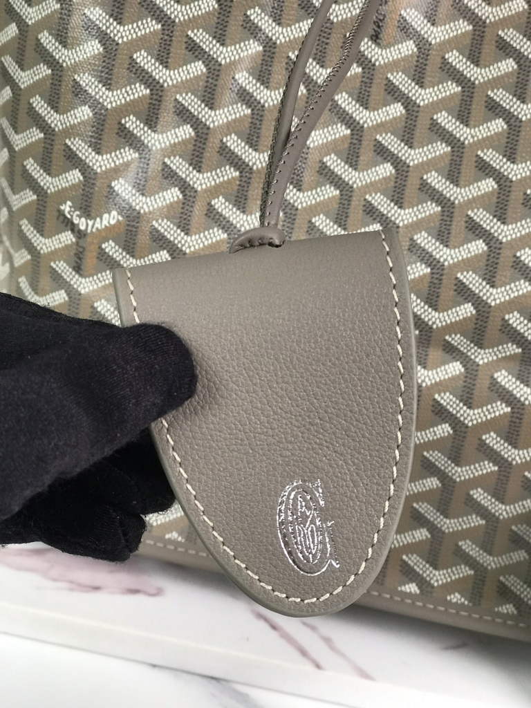 Goyard Anjou GM Tote Bag, GY020661 Leather Light Gray