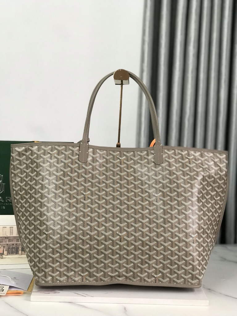 Goyard Anjou GM Tote Bag, GY020661 Leather Light Gray