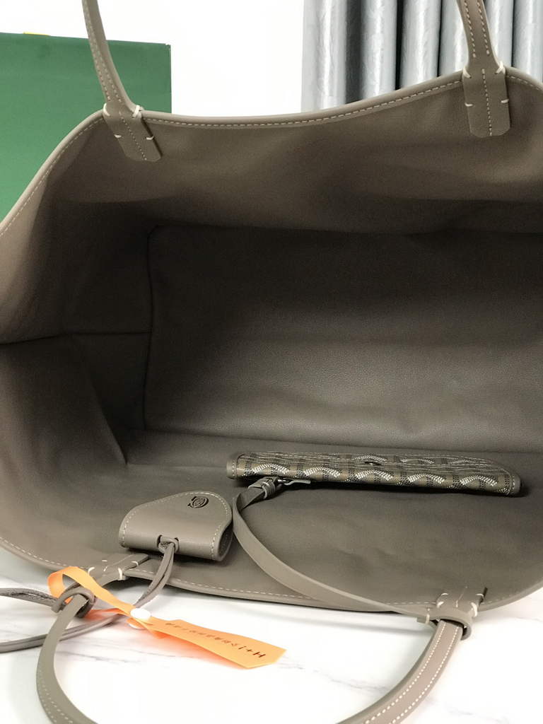 Goyard Anjou GM Tote Bag, GY020661 Leather Light Gray