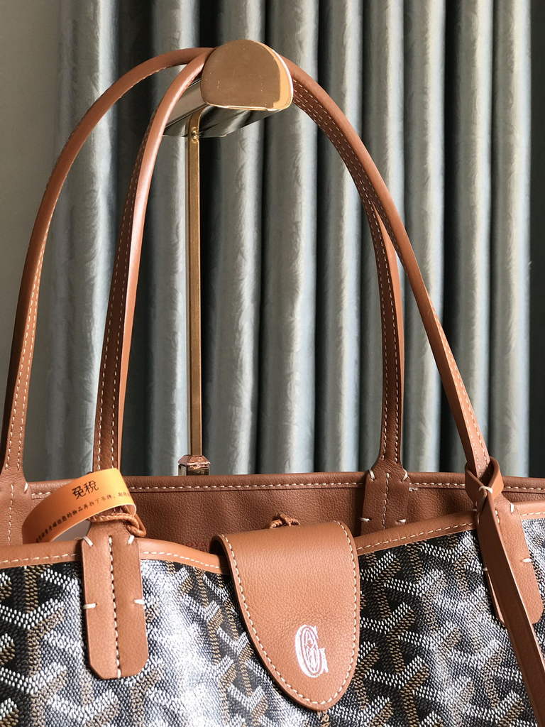 Goyard Anjou GM Tote Bag, GY020661 Leather Brown