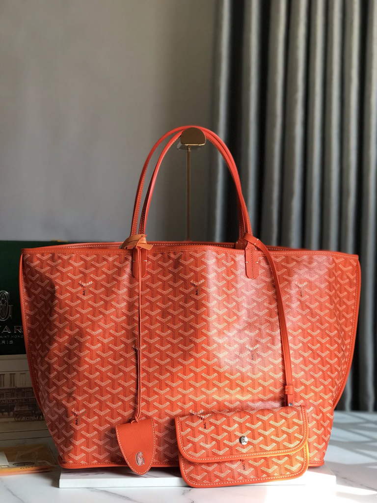 Goyard Anjou GM Tote Bag, GY020661 Leather Orange
