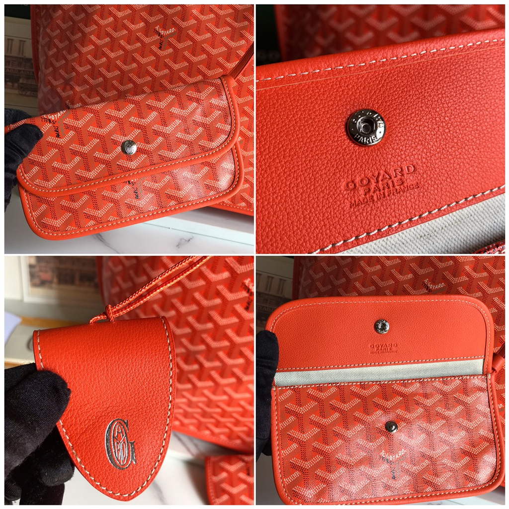 Goyard Anjou GM Tote Bag, GY020661 Leather Orange