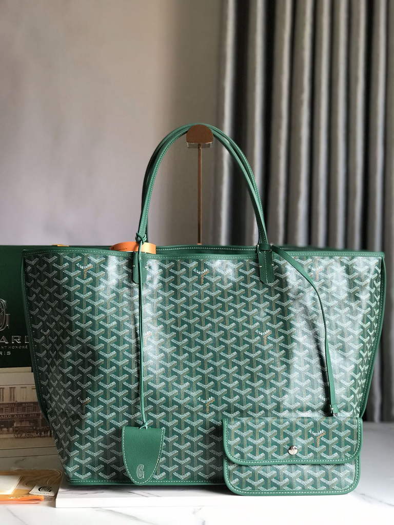 Goyard Anjou GM Tote Bag, GY020661 Leather Green