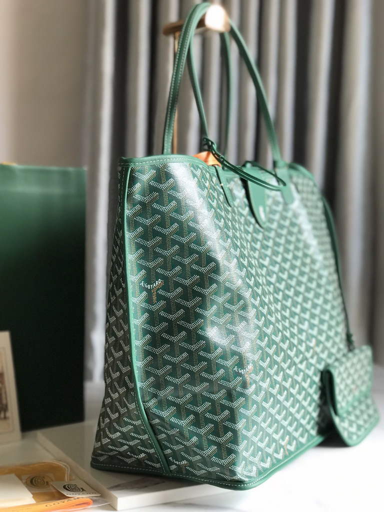 Goyard Anjou GM Tote Bag, GY020661 Leather Green
