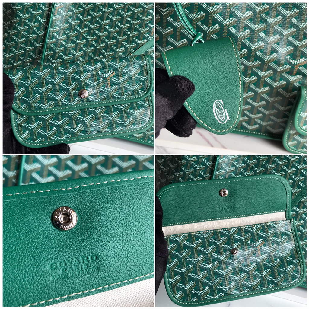 Goyard Anjou GM Tote Bag, GY020661 Leather Green