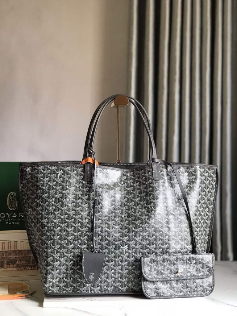 Goyard Anjou GM Tote Bag, GY020661 Leather Gray