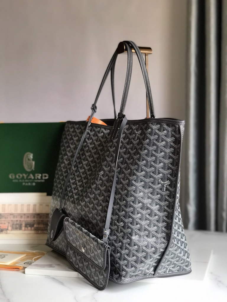 Goyard Anjou GM Tote Bag, GY020661 Leather Gray