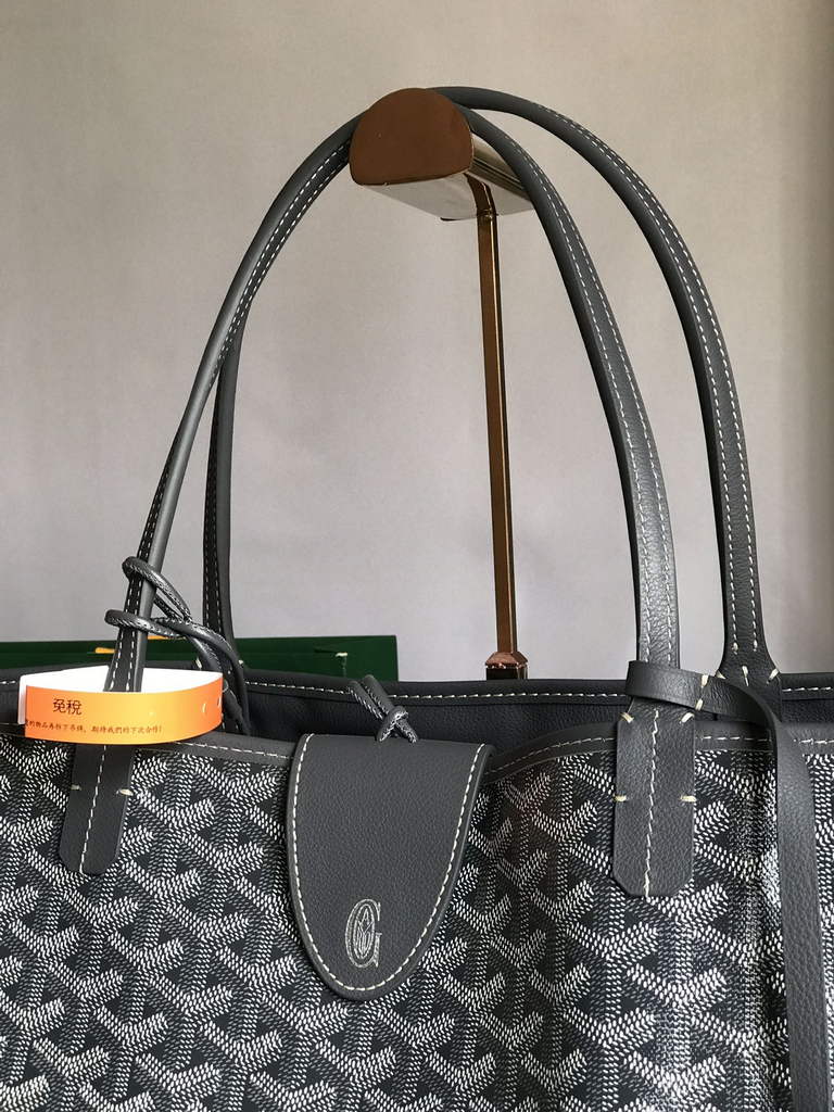 Goyard Anjou GM Tote Bag, GY020661 Leather Gray