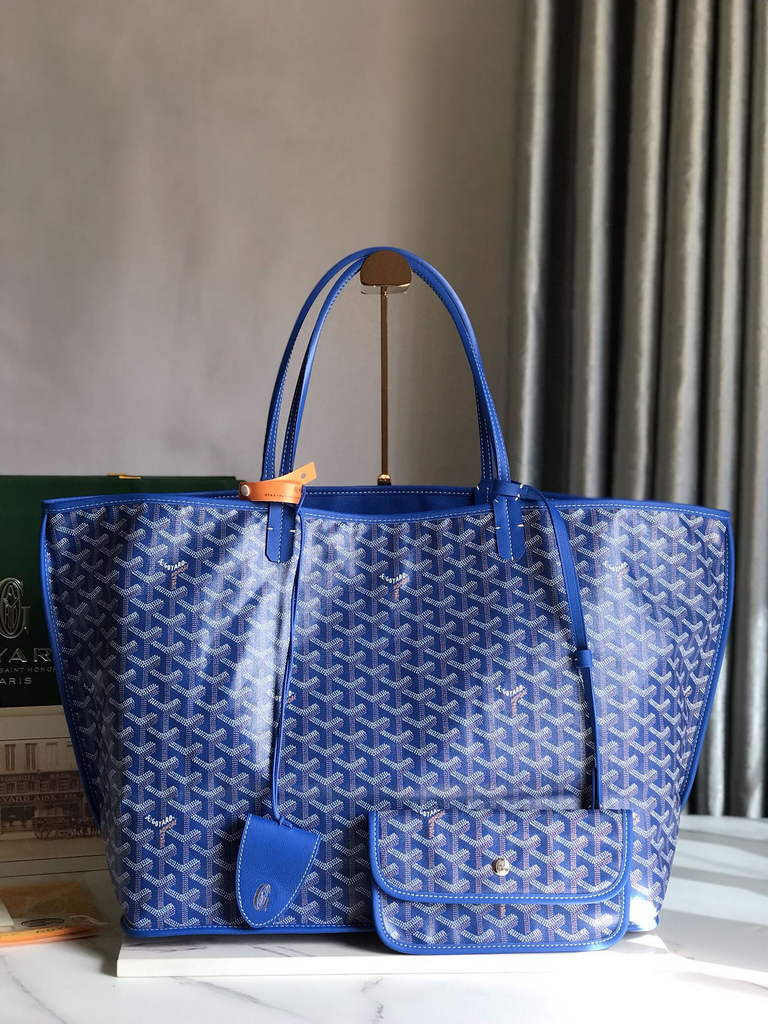 Goyard Anjou GM Tote Bag, GY020661 Leather Blue