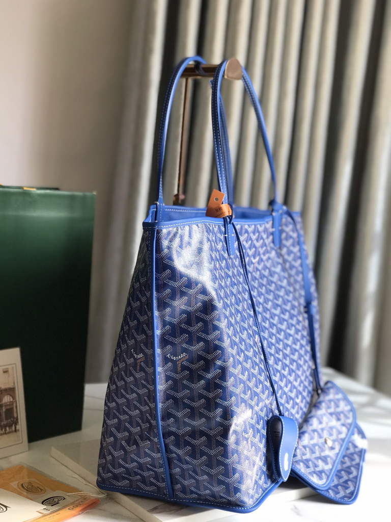 Goyard Anjou GM Tote Bag, GY020661 Leather Blue
