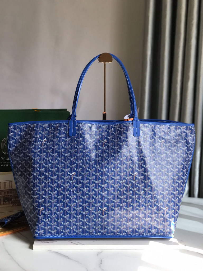 Goyard Anjou GM Tote Bag, GY020661 Leather Blue